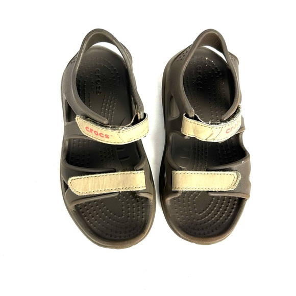 Crocs  Brown Sandal Toddler Kids Size C10 Hook Loop Shoes - Picture 5 of 10